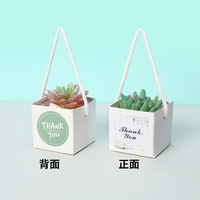 Boîte cadeau carrée en papier kraft avec poignée, imperméable et respectueuse des plantes, pour petites succulentes