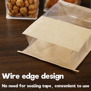Usine En Gros Brun <span class=keywords><strong>Kraft</strong></span> Papier Recyclable Pain Boulangerie Sandwich Sacs Transparent Fenêtre Stand Auto-Adhésif Joint Revêtement Mat - Product Image 4