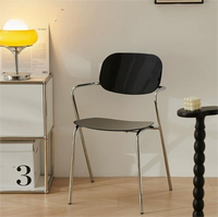Chaise empilable en métal transparente, design créatif moderne et simple, avec accoudoirs, dossier, pour la maison, la salle à manger, la négociation, le bureau, style nordique