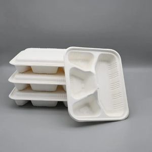 Lonchera Biodegradable de Bagazo de Caña de Azúcar con 4 Compartimentos para Entrega en Restaurantes, Platos Desechables para <span class=keywords><strong>Fiesta</strong></span> al por Mayor - Product Image 1