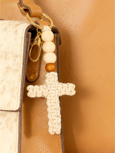 Artisanat chrétien fait main, porte-clés en crochet tricoté, perles de chapelet, bijoux religieux, cadeaux de Pâques, catholique pour enfants, prière - Product Image 1