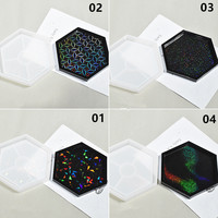 Moules en résine holographique ronds, carrés, hexagonaux, moules en silicone flexibles pour la fabrication de sous-verres en résine, effet holographique