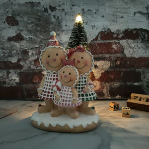 Décoration de Noël en résine de bonhomme en pain d'épices scintillant avec arbre de Noël - Product Image 1