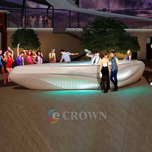 Checkout Counter Mall Service Table Painted Curved Design Straight <strong>Leg</strong> Checkout Counter Reception Counter Cashier Desk - Product Image 4