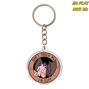 Porte-clés Don't Touch Me, I'<span class=keywords><strong>m</strong></span> Eepy Bat, pendentif en acrylique créature endormie mignonne, design transparent durable avec anneau <span class=keywords><strong>m</strong></span>étallique - Product Image 1