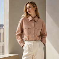 Veste en cuir de mouton pour femmes, col rabattu, veste courte, doublure en polyester, manteau en cuir de mouton véritable pour femmes