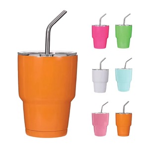 El más nuevo vaso de metal de acero inoxidable lindo mini vaso de vidrio de chupito de sublimación de 2oz con tapa de paja - Product Image 4