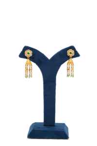 Beautiful handcrafted gold jewelry <b>set</b> featuring green <b>bead</b> accents and intricate design ideal for ethnic celebrations - Product Image 2