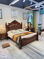 Ensemble de meubles de chambre à coucher en bois de fournisseur chinois, cadre de lit en bois, lit king/queen size