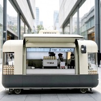 Camion de restauration mobile de luxe moderne, chariot à café minimaliste et épuré, remorque de traiteur escamotable résistante aux intempéries, kiosque de sourcing