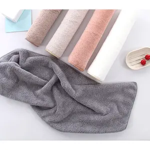 85% Polyester 15% Nylon Super Absorbent And Soft Coral Fleece Solid Hand Towel
