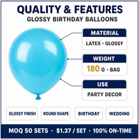 Lot de 100 ballons en latex brillant turquoise de 12 pouces pour Noël, mariages, anniversaires et révélations de sexe