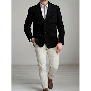 Blazer en velours côtelé texturé pour homme, à simple boutonnage, couleurs personnalisées, antistatique et infroissable, tendance, vente en gros pour l'été - Product Image 3