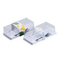 Boîte d'emballage transparente en PET trapézoïdale pour gâteau de haricot mungo de style chinois, pour rouleaux de peau de tigre, boîte à emporter pour tranches, couverts et aliments