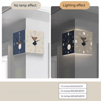 Offres Spéciales moderne Induction coin lumineux horloge murale carré salon décoration Simple Double face horloge murale