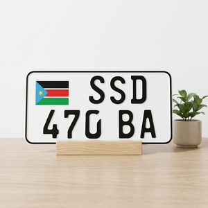 Placa de Matrícula de Sudán del Sur SSD 47G BA de Aluminio, Estilo Moderno para Colgar - Product Image 1