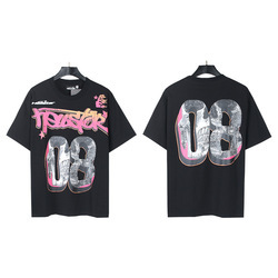 Venta Directa de Fábrica, Camiseta Moderna con Estampado de Leopardo, Serie NFC, 300 Gramos, Estilo Hip Hop, Bordada, 100% Algodón, Holgada, de Manga Corta, Casual, para Hombre y Mujer - Product Image 6