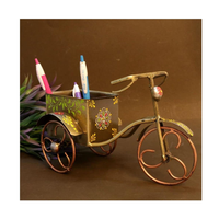 Support de stylos et organisateur de bureau décoratif en métal moderne et écologique, style chariot à 3 roues indien, pour la maison, le bureau et le salon