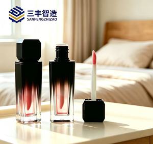 Square Acrylic Nail Polish Oil <b>Bottle</b> <b>With</b> Gradient Black Design Screw Cap Empty Cosmetic Packaging Tube - Product Image 2