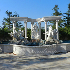 Fuente de <span class=keywords><strong>Trevi</strong></span> de mármol blanco grande personalizada diseño de estatua de piedra redonda moderna para jardín al aire libre técnica tallada a mano villas hoteles - Product Image 3
