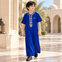 CCY Thobe personnalisé pour enfants, vêtements islamiques, robe arabe pour garçons, robe à manches courtes brodée pour enfants musulmans