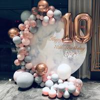 Nouvelle conception populaire, guirlande d'arche de ballons en latex de 5 m, écologique, pour anniversaire, mariage, fête, en rose et blanc