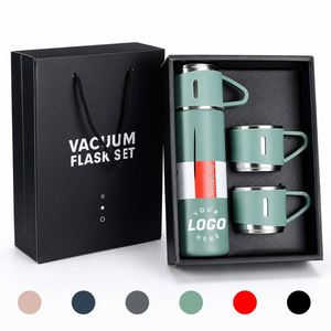 Custom Logo 500ml 17oz Stainless Steel Vacuum Flask Set Double Wall Thermal Bottle Gift Set with 2 Lids and Luxury Gift Box - Product Image 1