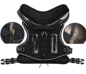 クラシック調節可能な犬用ハーネスとリーシュ襟セットプレミアム犬用ペット用リーシュレターパッチ付きハーネス - Product Image 3