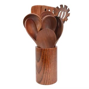 Produits de cuisine de marque privée de haute qualité, spatule en bois d'acacia, cuillère, ensemble d'ustensiles de cuisine pour la cuisine à domicile, ustensiles de cuisine antiadhésifs - Product Image 1