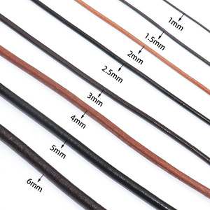 Genuine cowhide <b>rope</b>, top-grain leather, round or flat <b>rope</b>, original color, DIY handmade leather craft materials, <b>bracelets</b>, - Product Image 5