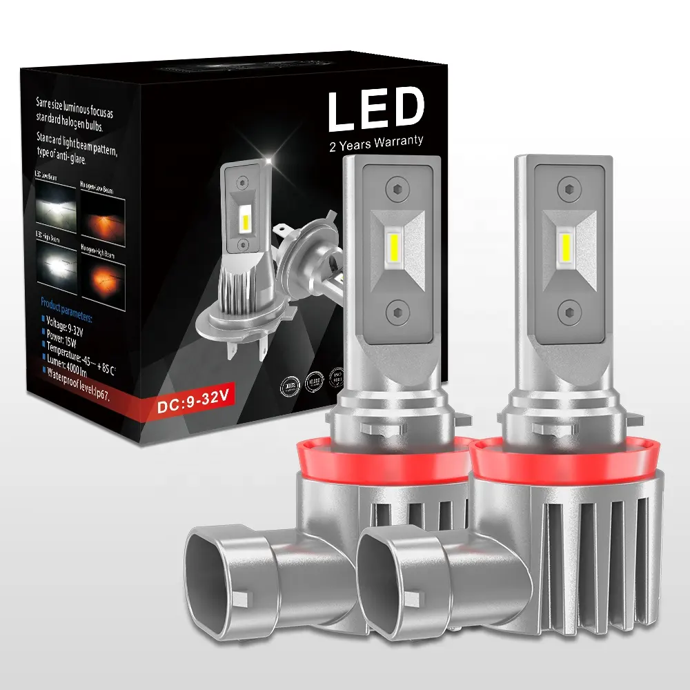 Kit de luces Led antiniebla para coche, 15w, H4, H7, H11, V10PS