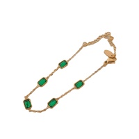 2024 nouveaux bijoux élégants en acier inoxydable vert pierre précieuse carré émeraude zircon collier personnalisation