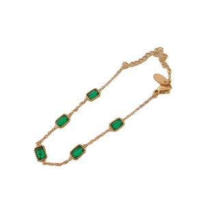 2024 nouveaux bijoux élégants en acier inoxydable vert pierre précieuse carré émeraude zircon <span class=keywords><strong>collier</strong></span> personnalisation - Product Image 1