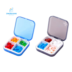 Zhengyang Craft Promotional Customized Logo Four Lattice PP Square Plastic Pill Case Medicine Box