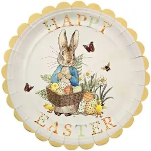 大迈定制一次性派对餐具用品复活节纸盘兔子搞笑餐巾