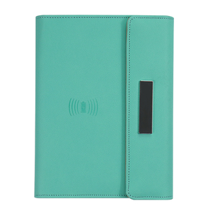 Озерное синее Беспроводное зарядное устройство Power Bank ноутбук с индивидуальным логотипом A5 кожаная обложка дневник с Power Bank трехкратная Обложка для ноутбука - Product Image 2