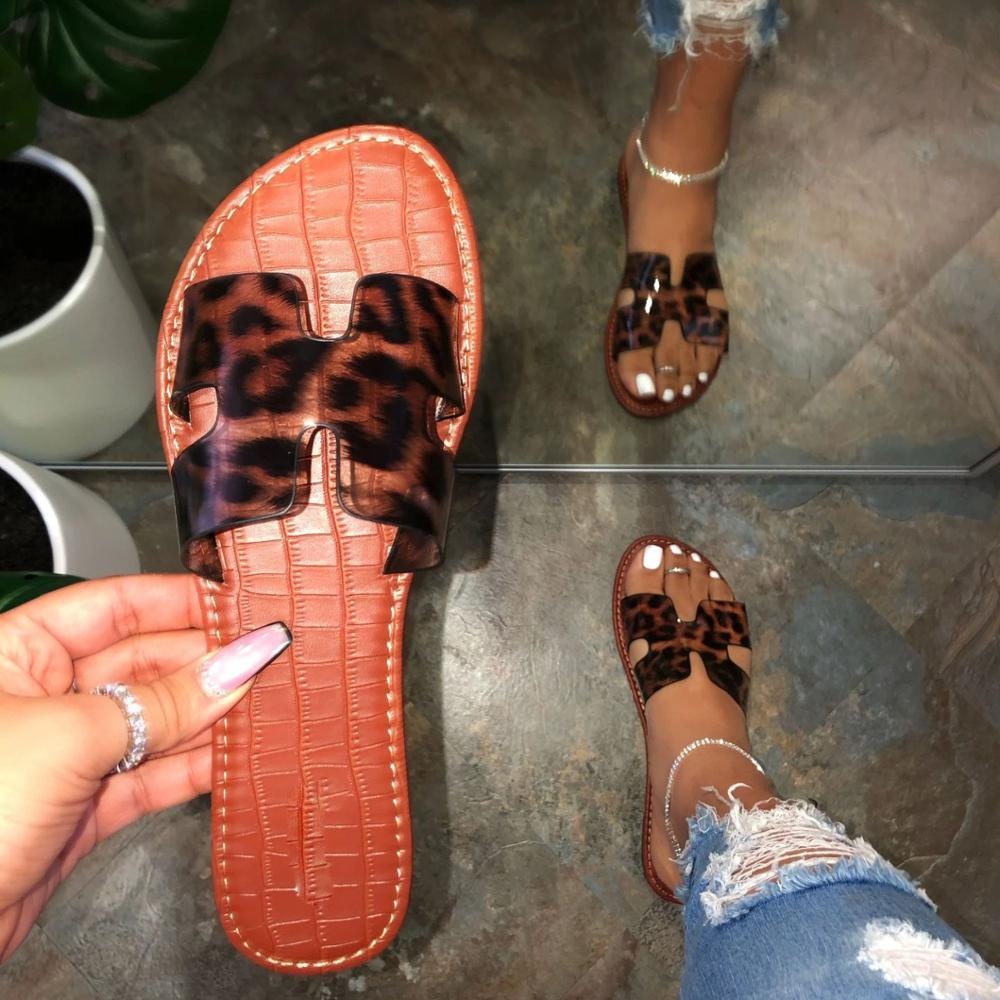 Производитель Direst, распродажа, Лучшая цена, прозрачные леопардовые сандалии из ТПУ/ПВХ, женские и женские сандалии на плоской подошве с логотипом