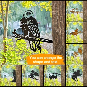 Silueta de pájaro animal cortada con láser, negra, estilo hada, con efecto oxidado, arte de Halloween, metálica, personalizada, para decoración de jardín exterior, adorno de jardín - Product Image 4