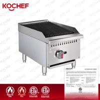 Gril à charbon de bois commercial certifié ETL pour steaks, machine de grillade 400 mm en acier inoxydable, gril radiant à gaz de comptoir