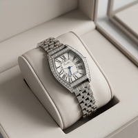 Montre Scottie 9105 de style vintage élégant, forme tonneau romaine, bracelet de montre de luxe en acier inoxydable, exclusive pour femme