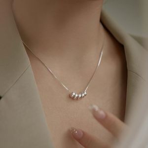 Dylam en Stock, Joyería Fina, Diseño Minimalista, Accesorios Diarios para Mujer, Collar con Colgante de Cadena de Perlas de Plata S925 con Rodio - Product Image 4