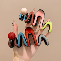 Nouvelle Mode 11cm Coloré Vague Griffe En Gros Coréen Coloré M-forme Cheveux Griffes Chapeaux Femmes En Plastique Cheveux Accessoires