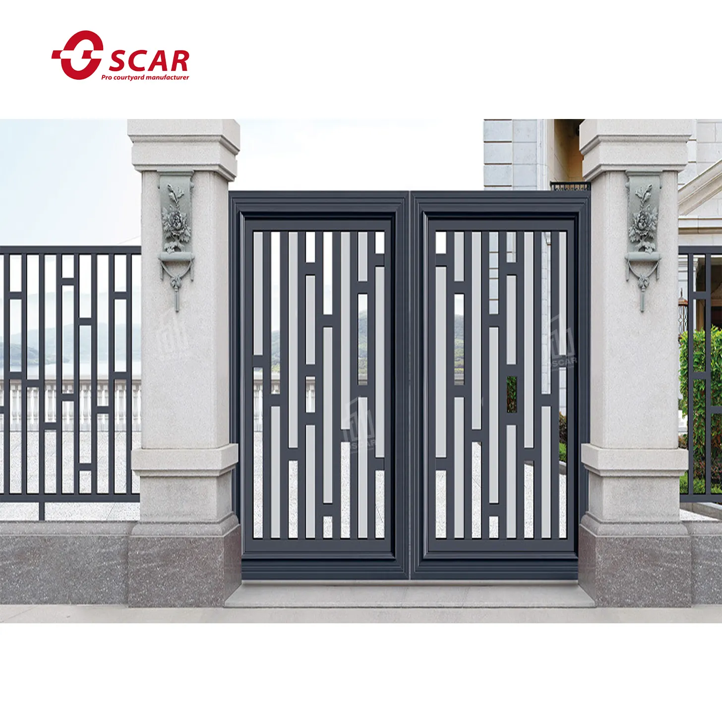 Villa use customize aluminum latest main metal driveway gate designs modern fencing gate door