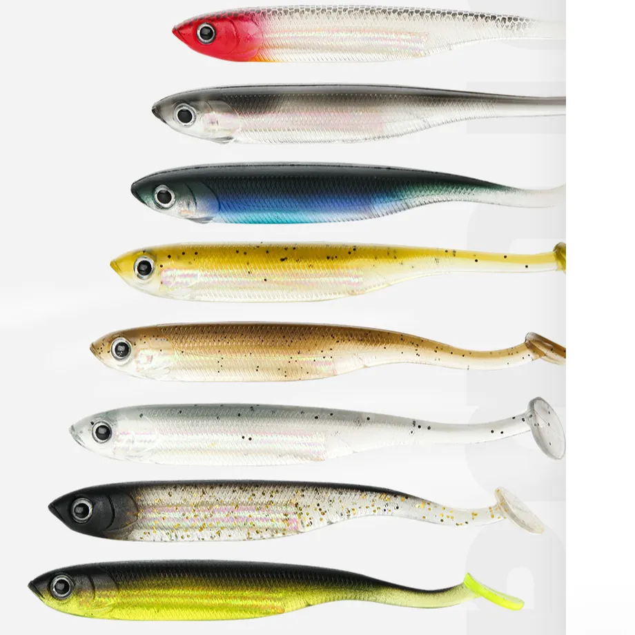 T paddle Tail plastic shad soft fishing 10cm/12.8cm fishing bass lure swim bait double color soft lure