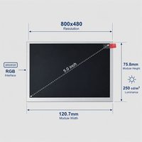 Module d'affichage LCD TFT TN Tianma TM050RDH03-41 5,0 pouces 800x480 RGB 40 broches 250cd/m² 600:1 pour usage industriel, large plage de température -20~70°C, WLED