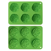 Moule en silicone à 6 cavités en forme de rose pour gâteaux, biscuits, savons, bonbons, chocolat, gelée et glaçons