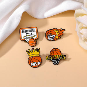 Broche de basketball en métal, motif de sportif en action (saut en hauteur), finition laquée, accessoires de bijouterie, épingles et badges métalliques - Product Image 1