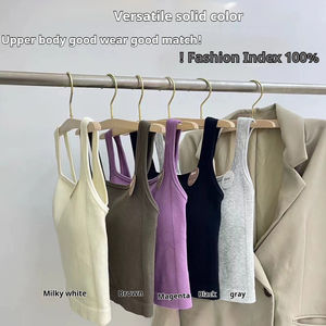 Fil sans couture gilet délicat doux camiseta sin mangas une pièce coupe fixe croptop beauté dos fronde soutien-gorge <span class=keywords><strong>tube</strong></span> haut avec coussinet de soutien-gorge - Product Image 5