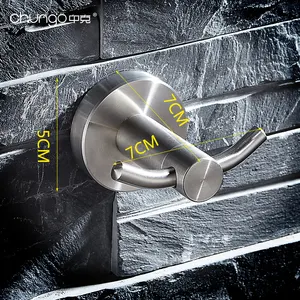 Modern Design 304 Stainless Steel Wall Mount Bathroom Accessories Single Robe Coat Clothing Towel Wall Hooks Nickel Surface