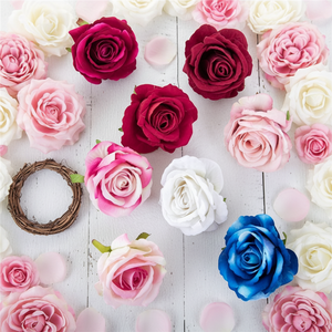 LUYI - Venta al por Mayor de Cabezas de Flores Grandes <span class=keywords><strong>para</strong></span> Decoración de Bodas, Cabeza de Rosa Artificial de Seda Roja, Rosa y Blanca <span class=keywords><strong>para</strong></span> Decoración de Paredes de Boda - Product Image 2